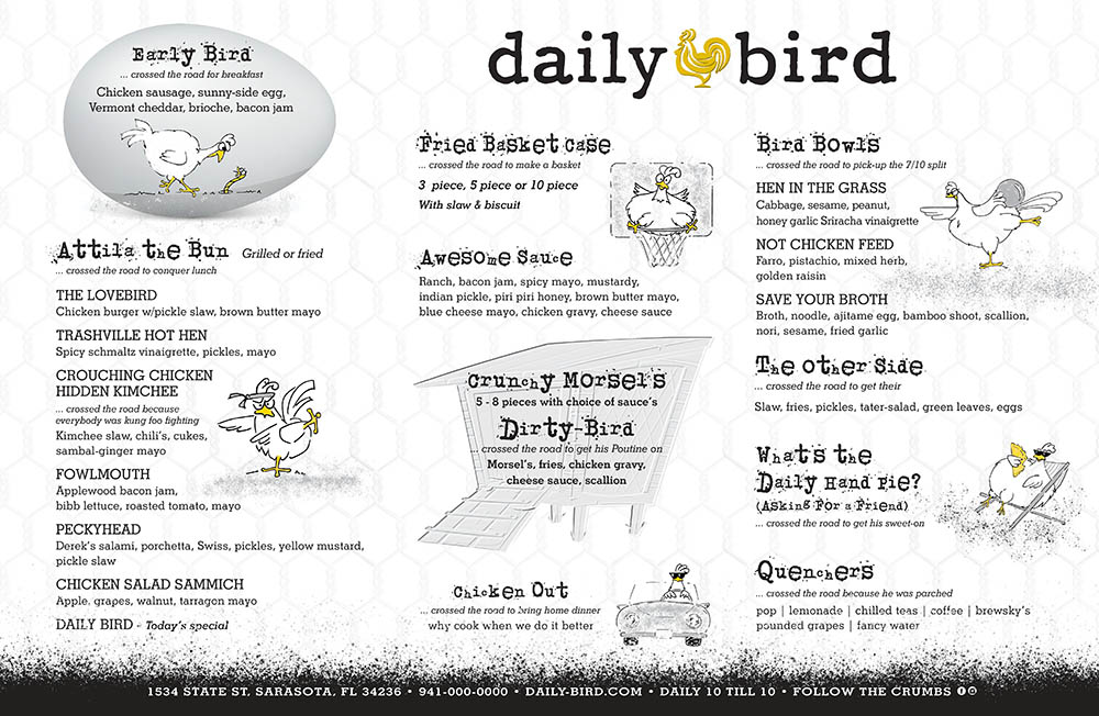 Daily Bird Placemat Menu