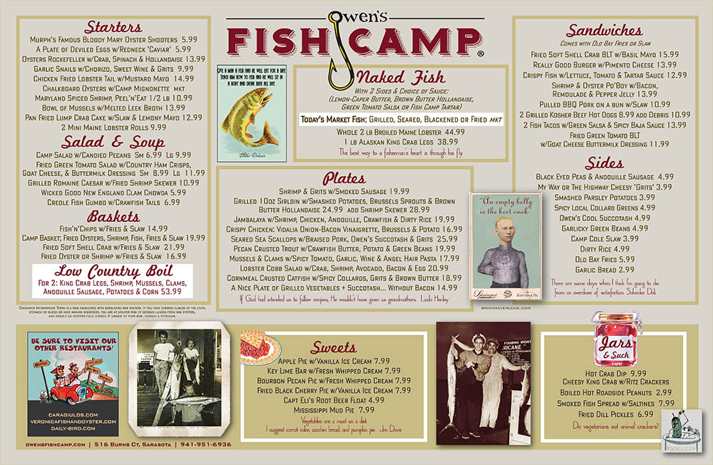 Owen's Fish Camp Menu